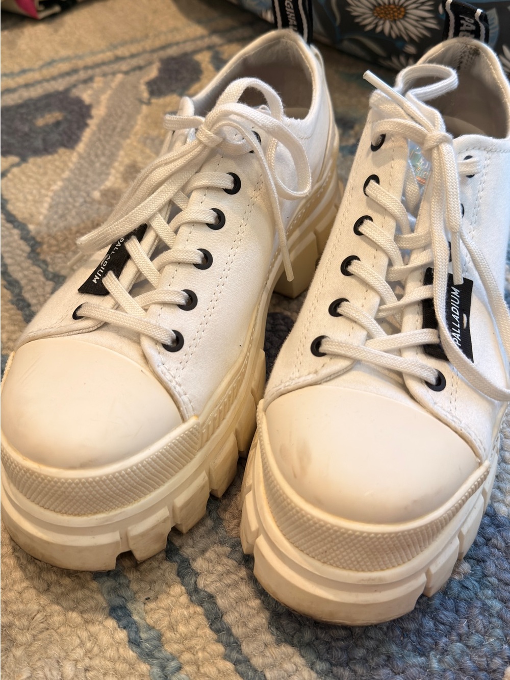 Palladium White Canvas Sneakers with Black Insole